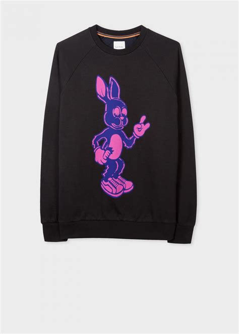 Paul Smith Black ‘rabbit Print Cotton Sweatshirt Black Mens Sweatshirts ⋆ Aioland