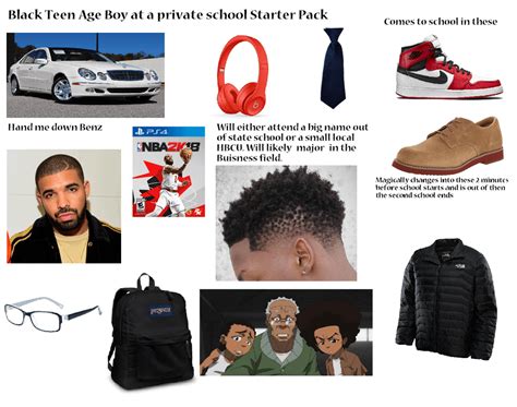 Black Teen Age Boy At A Private School Starter Pack Starterpacks