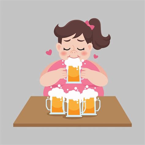 Premium Vector Big Fat Women Drinking A Mug Of Beer Healthcare