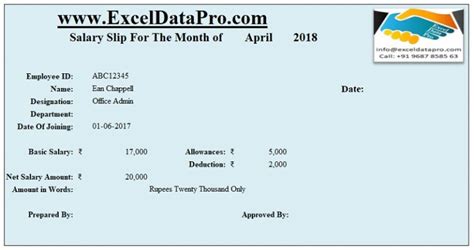 Salary Slip Format In Excel Mazdates
