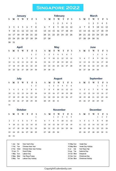8 Long Weekends In Singapore 2022 Bonus Calendar Cheatsheet