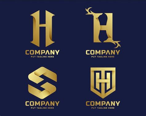 Premium Vector Golden Inital Letter H Logo Collection