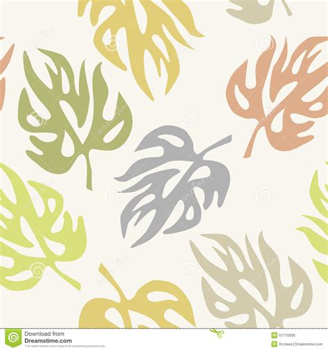 Abstract Leaves On A Seamless Pattern Wallpaper Stock Vector