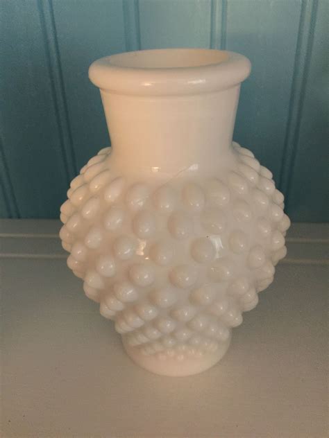 Fenton Art Glass Hobnail Milk Glass Pattern Vase 525 Tall