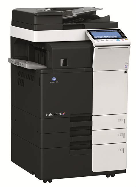 It has a modest speed of 22 pages/minute with a high resolution of 1200×1200 dots/inch. Konica Minolta Bizhub C224e Colour Copier/Printer/Scanner