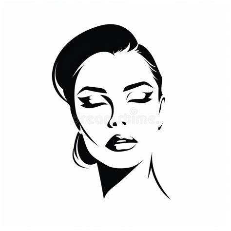 Retro Glamour Black And White Illustration Of A Woman S Face Stock Illustration Illustration