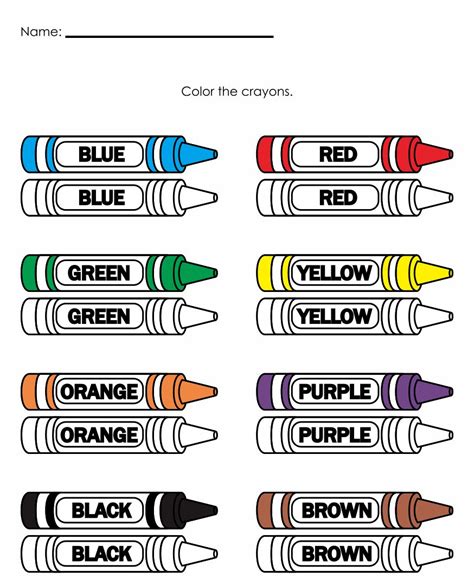 Preschool Worksheets Colors