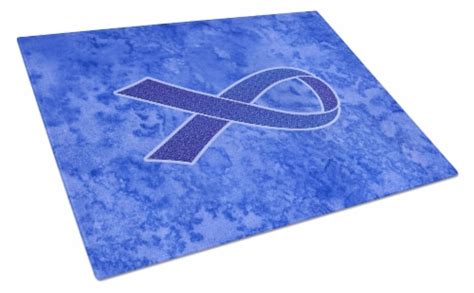 Dark Blue Ribbon For Colon Cancer Awareness Glass Cutting Board Large