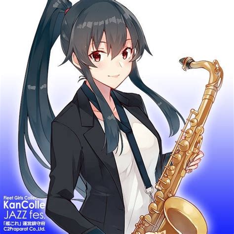 Holding A Sax Kantai Collection Ranimeponytails