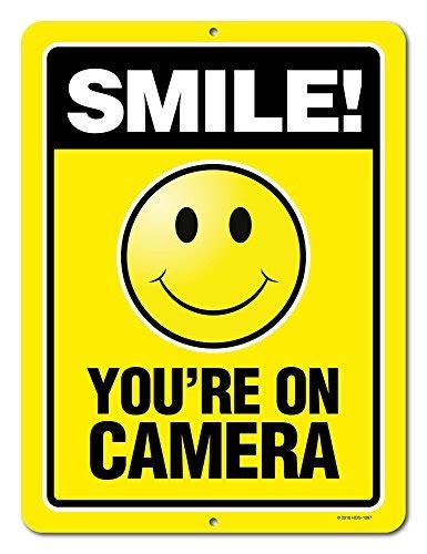 Smile Youre On Camera 9 X 12 Inch Video Surveillance Metal Aluminum