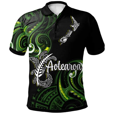New Zealand Polo Shirt Custom Aotearoa Silver Fern Maori Patterns