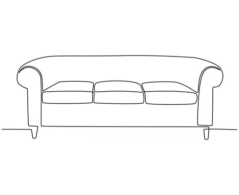Continuous Line Drawing Of Modern Sofa Seating Vector Illustration