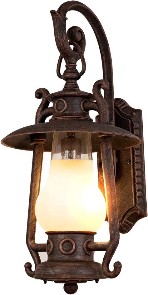 Gzbtech Rustic Lantern Wall Sconce Outdoor Vintage Oil