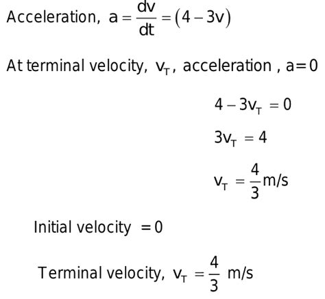 Acceleration Of A Body Is Given By A4 3v Ms2 Speed V Is In Ms