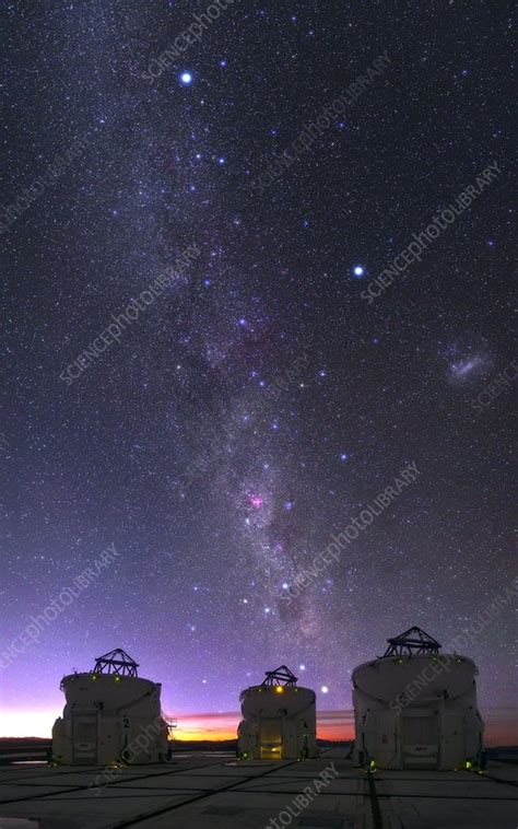 Milky Way Over Vlt Telescopes Stock Image C0197683 Science Photo