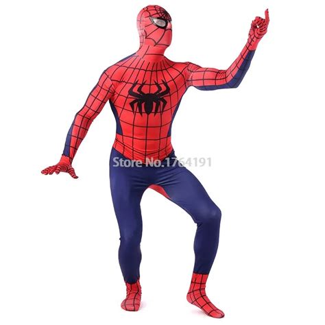 Classic Spiderman Cosplay Costumes Red And Blue Lycra Spandex Full Body