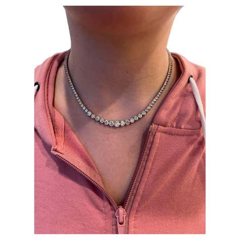 1054ct Graduated Diamond Tennis Necklace 14k White Gold By Gem