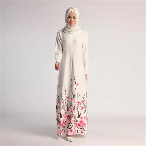 2018 Women Muslim Dress Flower Long Sleeve Dresses Malaysia Islamic Abaya Fashion Muslim Maxi