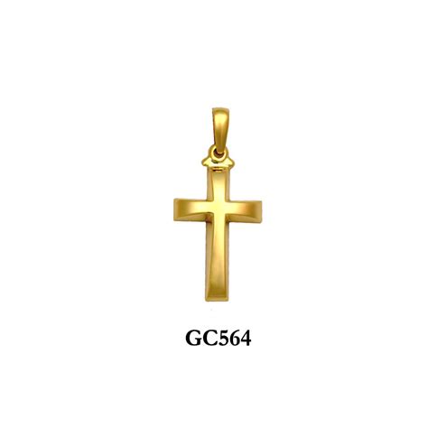 14k Solid Gold Raised Design Polished Cross Pendant Traditional
