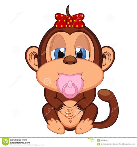 Cute Baby Monkey Cartoon Stock Vector Illustration Of