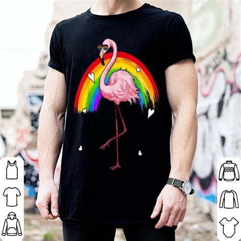 Flamingo Rainbow Flag Sunglasses Gay Pride Lgbt Shirt