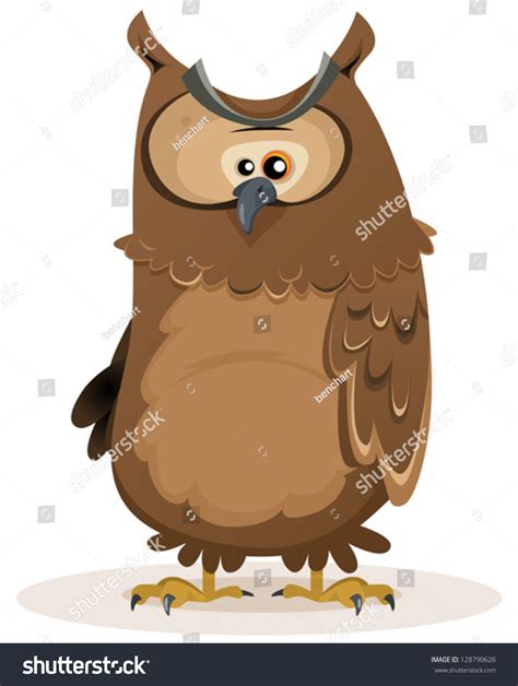 Owl Character Illustration Of A Funny Cute Cartoon Owl