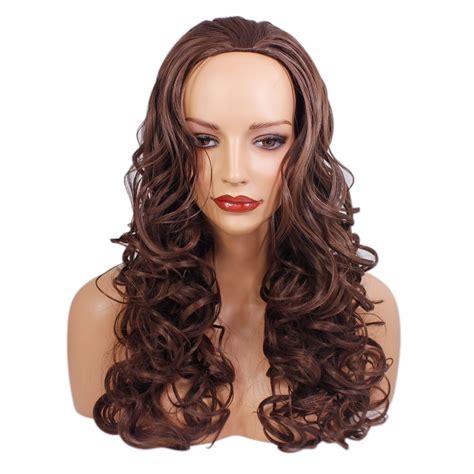 Ladies 34 Half Wig Chocolate Brown Curly Style 22 Inches Heat