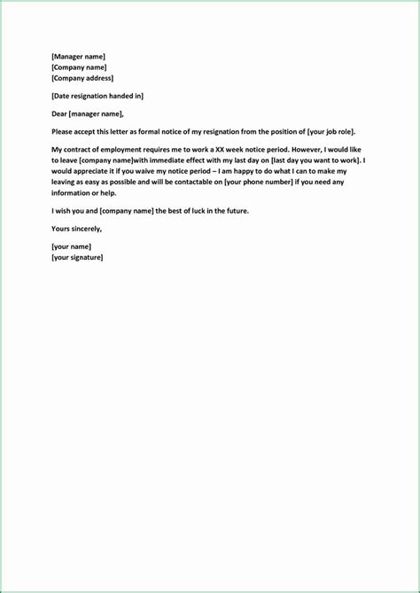 Formal Resign Letter Template Lovely Formal Resignation Letter Sample