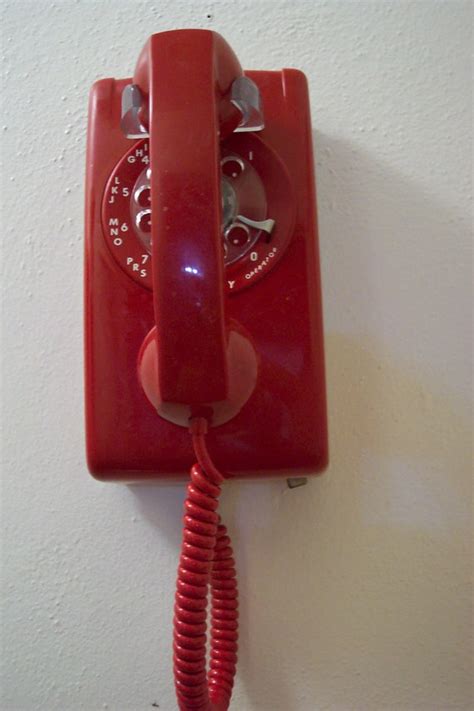 Telephone Rotary Dail Phone Red Wall Rotary Dial Telephone