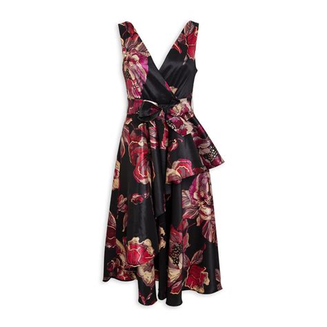 Black Floral Print Evening Dress 3086168 Essence