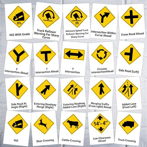 Usa Traffic Signs Road Signs Test Flash Cards Usa Warning Etsy Canada