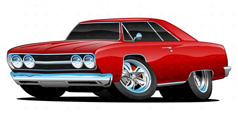 Red Hot Classic Muscle Car Coupe Cartoon Classic Cars Muscle Hot
