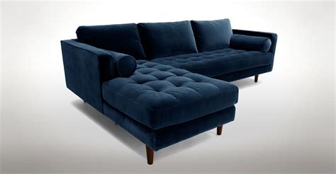 Sven Cascadia Blue Left Sectional Sofa Sectional Sofa Mid Century