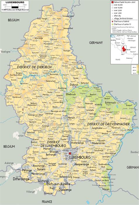 Luxemburg Fysieke Kaart Kaart Van Luxemburg Fysieke West Europa