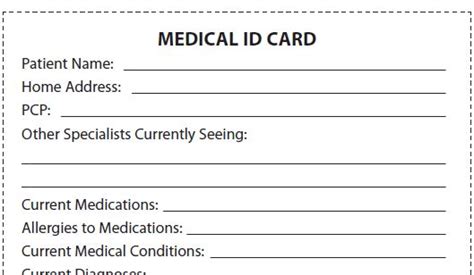 • printable emergency medical id card (in pdf format) from allfreeprintable.com. Let's Talk about MS: Be a Take-Charge Patient
