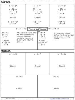 Solving Equations Math Intervention Packet By Lindsay Perro Teachers