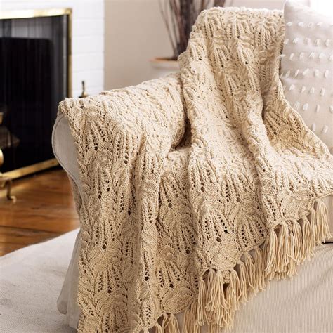 Free Intermediate Bernat Lace And Cable Afghan Knit Pattern