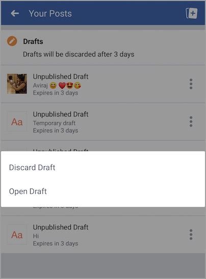 Fortunately, facebook app has its own draft feature that lets you save a post that you crafted earlier that you haven't finished. How to Find Drafts on Facebook App for Android and iPhone