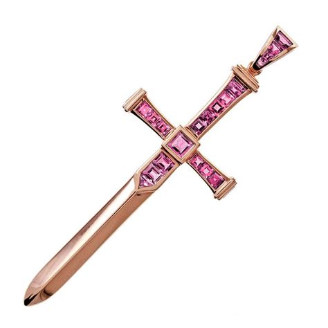 Garrard Pink Tourmaline Gold Sword Pendant At 1stdibs