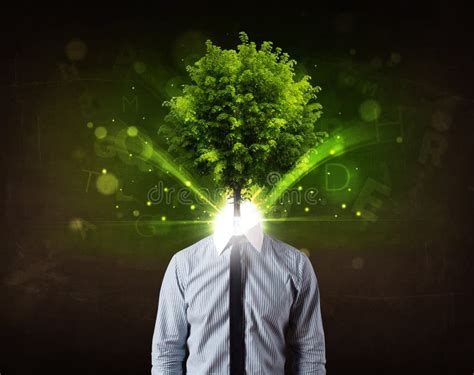 Man With Green Tree Head Concept Stock Image Image Of Future Mental