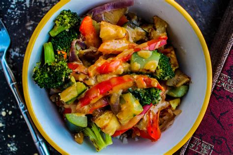 Use about 4 cups chopped fresh vegetables. Veggie Stir-Fry with Peanut Butter Sauce + The Veginner's Cookbook Giveaway! - Bad to the Bowl