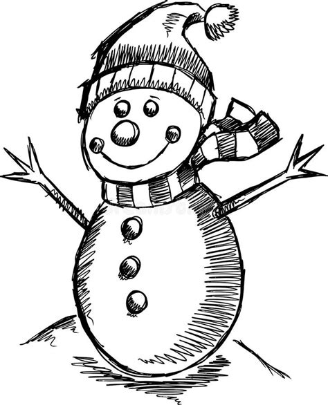 Cute Holiday Winter Sketch Snowman Stock Vector Illustration Of