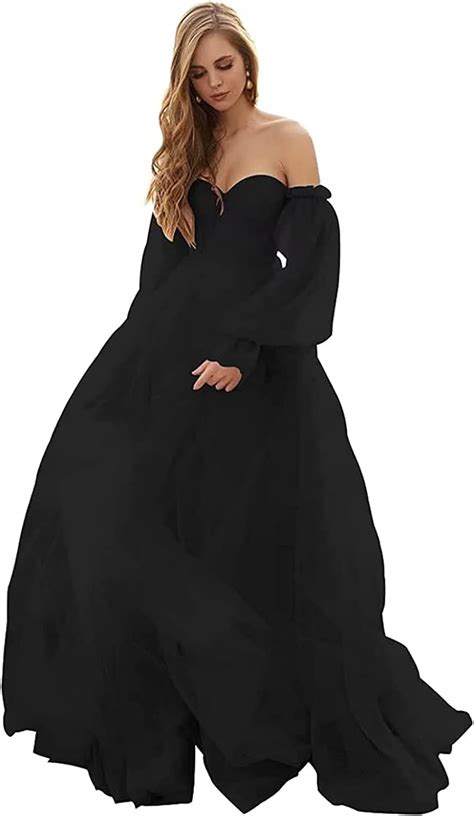 Angelwardrobe Womens Puffy Sleeve Prom Dresses Long Ball Gowns Tulle