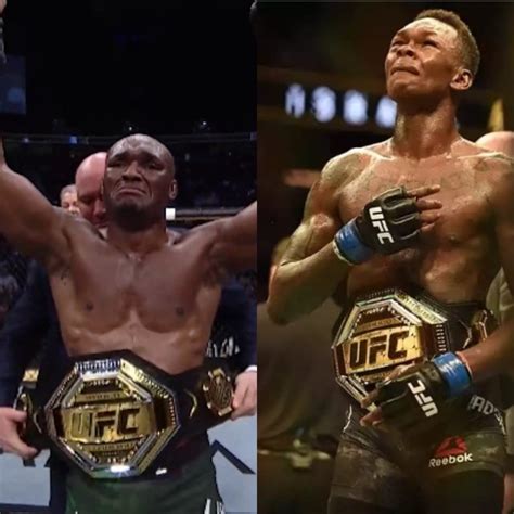 Kamaru Usman And Isreal Adesanya Take Pictures With Their Ufc Belts