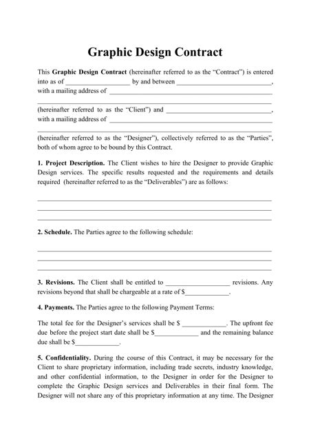 Graphic Design Contract Template Fill Out Sign Online And Download