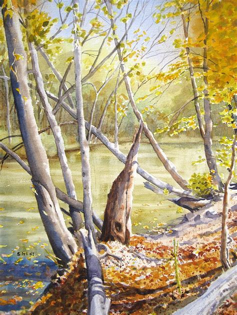 Riverbank Painting By Shirley Braithwaite Hunt Fine Art America