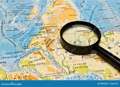 Magnifying Glass And Map Stock Photo Image Of Direction 5296630