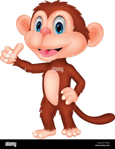 Cute Monkey Cartoon With Thumb Up Stock Vector Image And Art Alamy