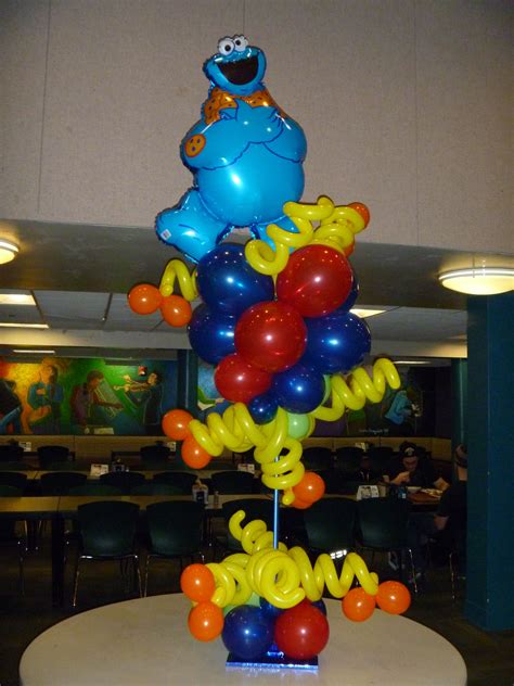 Cookie Monster Balloon Topiary Centerpiece Balloon Topiary Balloon Pop