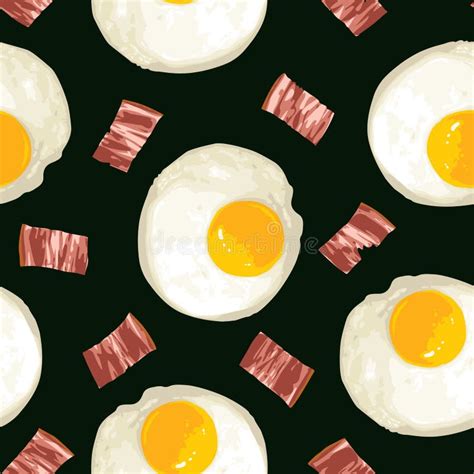 Breakfast Seamless Pattern With Eggs And Bacon Stock Vector